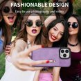thumbnail image 5 of SaniMore for iPhone 15 Pro Max 6.7" 2023 Back Case with Zipper Card Pokcet Flip Wallet/Kickstand Shock Absorption Anti-fall Retro PU Leather Wear-resistant Shell for iPhone 15 Pro Max, Purple, 5 of 7
