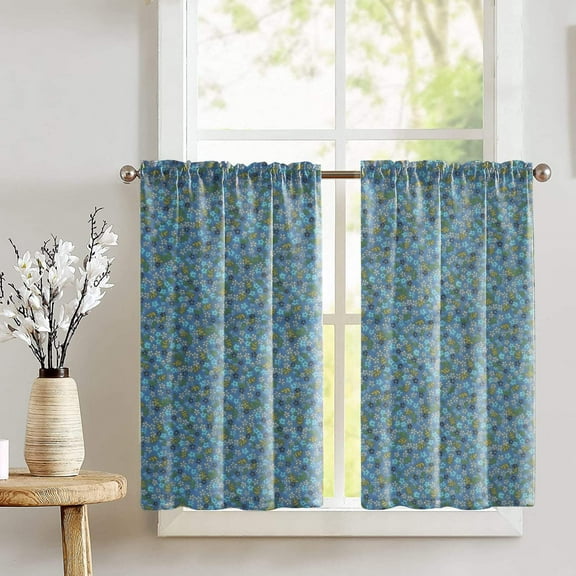 Cotton Small Flowers Allover Print Café Tier Curtains Window Treatment Kitchen Home Décor