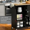 thumbnail image 5 of Modern Rolling Kitchen Island with Storage Drawers and Shelves, Rubber Wood Kitchen Cart On Wheels Lockable for Dining Room Bar, 5 of 21