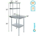 thumbnail image 3 of 24" Long x 30" Deep" Stainless Steel Work Table With 12" Wide Double Tier Overshelf | Metal Kitchen Prep Table & Shelving Combo, 3 of 9