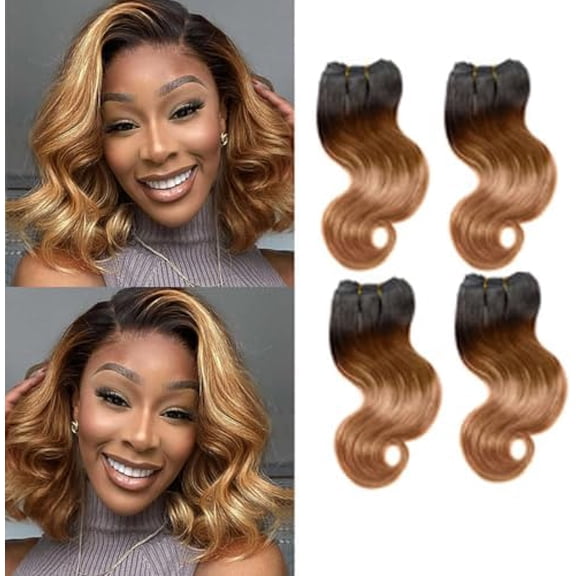 Ombre Human Hair Wave 4 bundle human hair 12A Virgin Unprocessed Human Hair Short Ombre Blonde (8888,1B/30)