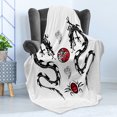 thumbnail image 4 of Japanese Dragon Soft Flannel Fleece Throw Blanket, Tattoo Style Indigenous Creatures Details, Cozy Plush for Indoor and Outdoor Use, 50" x 60", Black White Red, by Ambesonne, 4 of 5