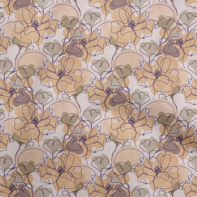 oneOone Viscose Chiffon Brown Fabric Abstract Line Drawing Floral Fabric For Sewing Printed Craft Fabric By The Yard 42 Inch Wide