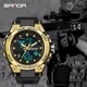thumbnail image 2 of Reloj Pulsera Táctico Militar Sanda 739 Impermeable Hombre Mujer Sport Correa Negro Bisel Negro Fondo Dorado, 2 of 8