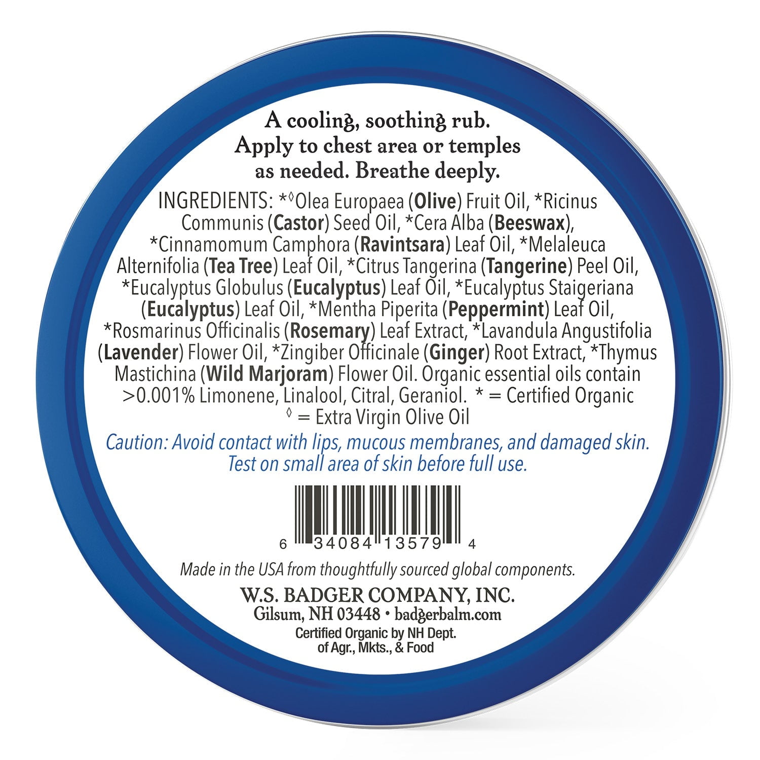 Buy Badger Aromatic Chest Rub, Eucalyptus & Mint, Certified Organic