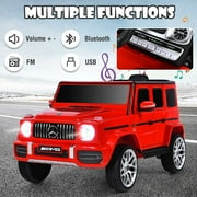 OLAKIDS 12V Kids Ride On Car, Licensed Mercedes Benz G63 Electric Vehicle with Remote Control, Double Open Doors, Music, Bluetooth, 2 Speeds, Wheels Suspension, Battery Powered Driving Toy (Red)