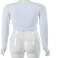 thumbnail image 4 of Femmes Sexy Slim Crop Tops Profonde V-Cou avant à Lacets Chemise de Base, 4 of 6