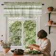 thumbnail image 4 of Abstract Waves Valances for Windows, Rod Pocket Kitchen Valance Curtains - Soft & Washable Small Window Treatment for Living Room, Bathroom, Stripes Watercolor Ombre Sage Green 42x12inch, 1 Panel, 4 of 9
