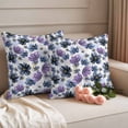 thumbnail image 2 of Pastoral Flowers Pillow Covers 2 Pack Watercolor Purple Flower Idyllic Plant Pillowcase Waterproof Outdoor Throw Pillow Cover for Patio Garden Square Cushion 24”x24”, 2 of 9