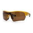 thumbnail image 5 of Polarized Mirror Mens Retro Sport Shield Wrap Around Plastic Rectangular Sunglasses Gold - Brown, 5 of 8