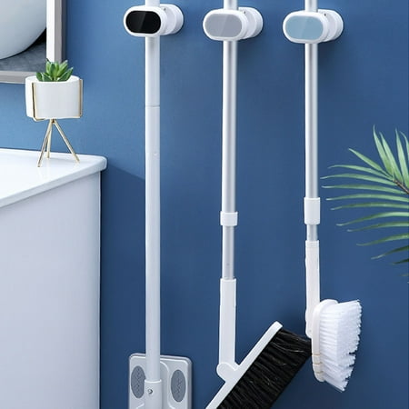 

Wall Mounted Non Slip Mop Organizer Holder Bathroom Brush Broom Buckle Rack Blue ABS PP