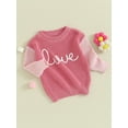 thumbnail image 3 of Suealasg Kids Girls Valentine's Day Sweaters 6M 1T 2T 3T 4T Toddler Baby Girls Long Sleeve Crew Neck Letter Embroidery Knitted Pullovers Child Fall Winter Warm Clothes, 3 of 9