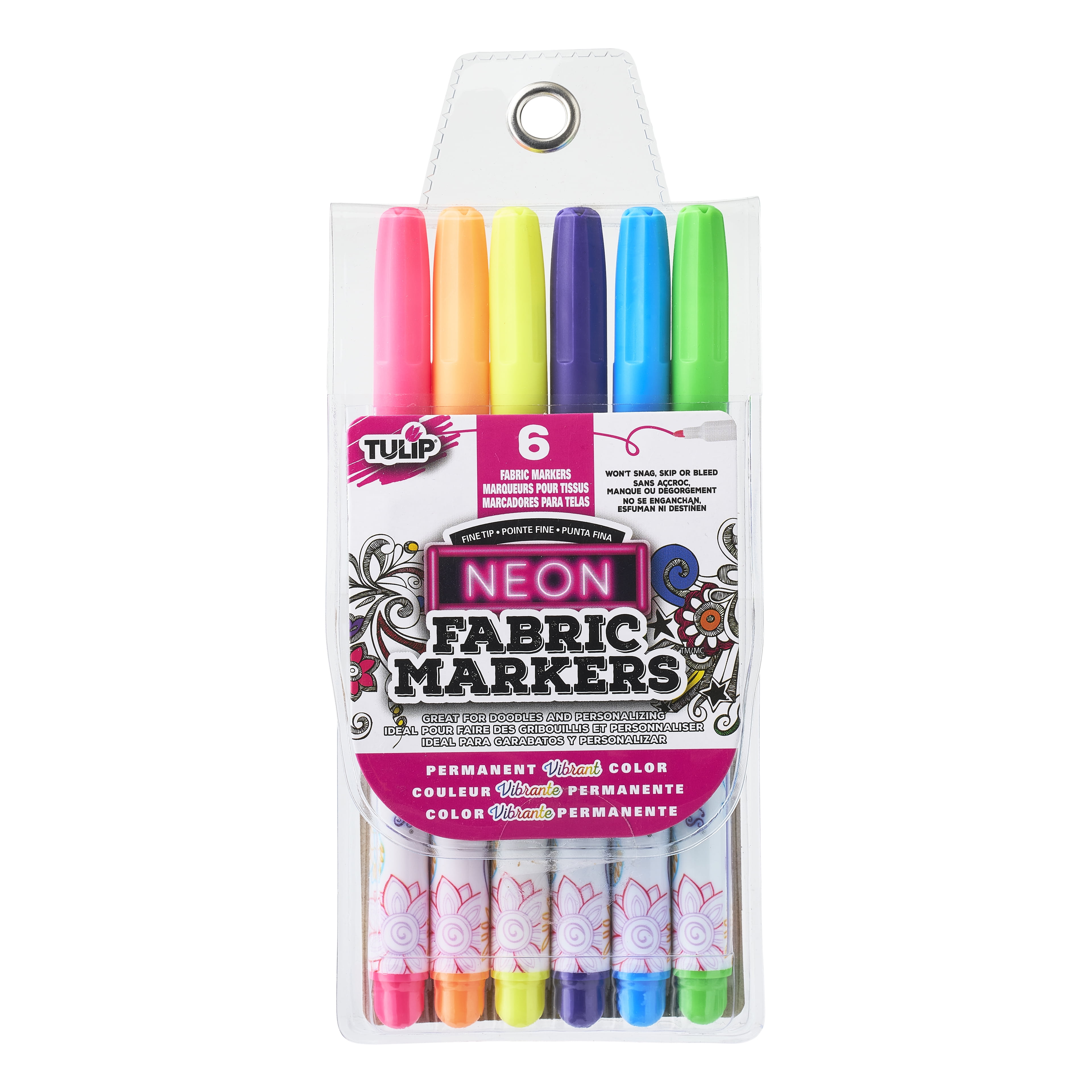 Tulip Fabric Markers Fine Writers, Neon, 12 Packs: 6 ct. (72 total)