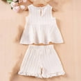 thumbnail image 4 of XMMSWDLA Stretchy Kids Clothing Pack Toddler Baby Girls Summer Outfits Ruffle Short Sleeve T-Shirts Tops Floral Shorts 2pcs Clothes Set Beige Matching Sibling Outfits for Toddlers, 4 of 9