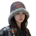 thumbnail image 2 of D-GROEE Warm Comfortable Headwear Cozy Winter Plush Hat Rainbow Design Warm Windproof Knitted Hat for Women Accessories Knitted Hat for Cold Weather, 2 of 7