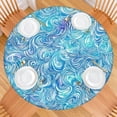 thumbnail image 2 of Blue White Tie Dye Wave Pattern Round Fitted Tablecloth with Elastic Edge,Dining Table Cover Waterproof,Outdoor Round Tablecloth for Camping,Dining,Indoor and Outdoor, 2 of 7