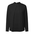 thumbnail image 6 of Summer Tops for Women 2025 Korean Version of Long Sleeved Loose Belly Chiffon Stand Fashion Shirts for Women Black L, 6 of 6