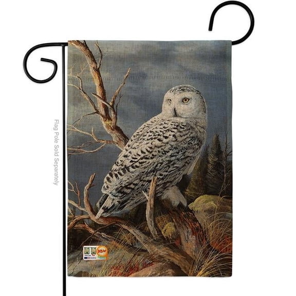Breeze Decor BD-BI-G-105051-IP-DB-D-US16-AL 13 x 18.5 in. Superior Vantage Owl Burlap Garden Friends Birds Impressions Decorative Vertical Double Sided Flag