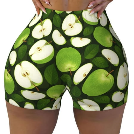 Workout Shorts Women  Green Fruit Biker Shorts for Women Running Gym Spandex Shorts Tummy Control