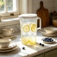 thumbnail image 6 of Water Pitcher,67.62 Oz Clear Water Jug with Measurement,Lemonade Juice Beverage Jar with Strainer Cover and Handle for Living Room Beverage,Homemade Fruit Water,White, 6 of 6