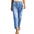 thumbnail image 4 of QSAWXQZ Womens Mid Waist Cropped Jeans Straight Leg Denim Pants Pockets Casual Trousers 3XL, 4 of 8