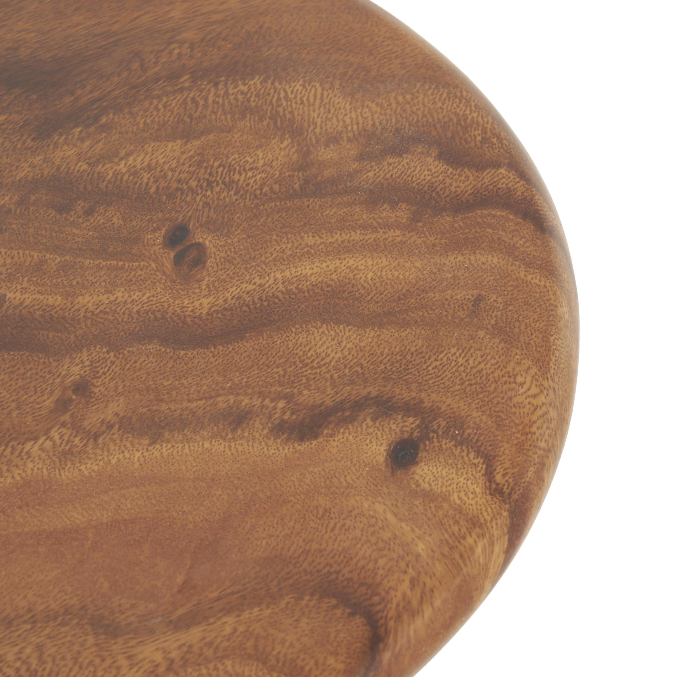 DecMode 16" x 16" Brown Wood Handmade Accent Table with Rounded Block Base, 1-Piece