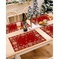 thumbnail image 5 of Christmas Placemats Set of 4 Snowflake White Gold Christmas Placemats for Dining Table Red Table Mat Winter Holiday Home Party Kitchen Table Decorations, 5 of 6