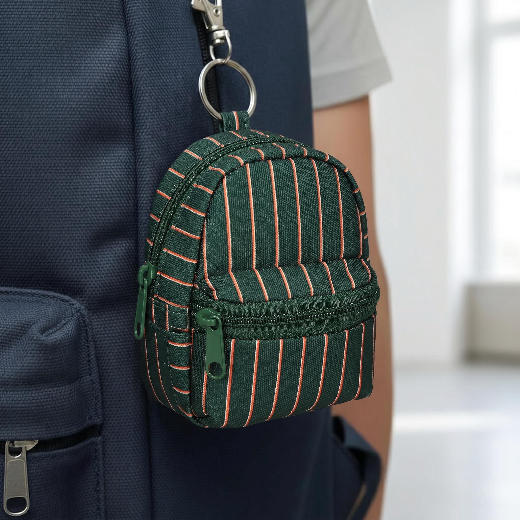 Pen+Gear Mini Striped Bag Charm, Green, 3.55 Inch