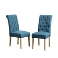 thumbnail image 2 of Roundhill Furniture Amonia 7-Pc Dining Set, Turned-Leg Dining Table with 6 Tufted Chairs, Blue, 2 of 11