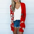 thumbnail image 2 of BiZtdJrK Light Weight Cardigans for Women with Pockets Ladies Fall Casual Long Sleeve Open Front Cardigan Tops Cute Graphic Print Shrugs Red M Birthday Gifts, 2 of 6