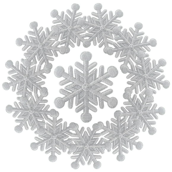12 parches navideños bordados con forma de copo de nieve de WILDREEDS para planchar