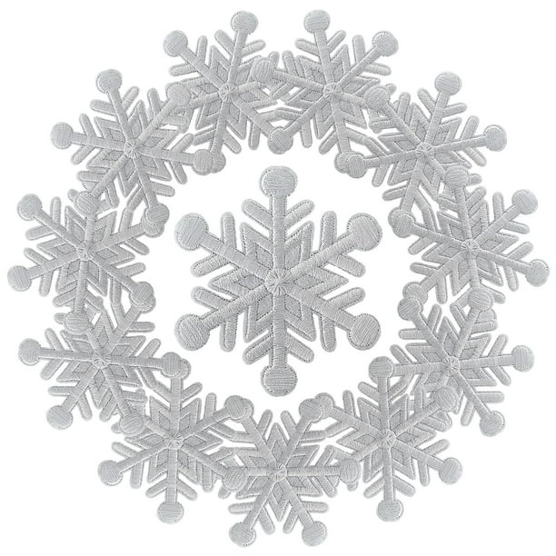 12 parches navideños bordados con forma de copo de nieve de WILDREEDS para planchar