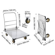 KFFKFF Heavy Duty Platform Truck, 2000 lbs Capacity, Steel Flatbed Cart with Swivel Wheels and Foldable Handle, Hand Push Dolly for Groceries, Garage, Warehouse, 35.4 x 23.6 x 35.4 in