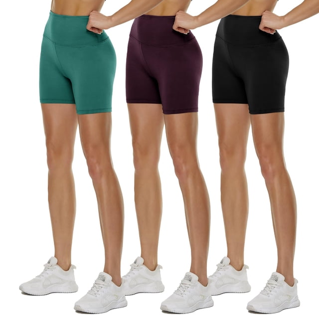 Pantalones cortos moteros QGGQDD de cintura alta, paquete de 3/5/8 para mujer, negros