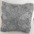 thumbnail image 3 of Satin Rosette Decorative Throw Pillow/Sham Cushion Cover Silver, 3 of 3
