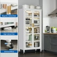 thumbnail image 6 of S-HOME 65 Inch Kitchen Pantry Storage Cabinet, White Metal Display Storage Cabinet with Wheels, Adjustable Shelves for Home, 6 of 8