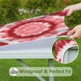 thumbnail image 6 of Red White Tie Dye Mandala Pattern Square Fitted Tablecloth with Elastic Edge,Square Table Cover,Washable Elastic Table Cover for Home Kitchen Party Decor 34"x34", 6 of 6