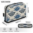thumbnail image 3 of Standing Pencil Case with Base Large Capacity Stationery Pouch Pen Bag with Zipper for Women Men Elegant Blue Flowers Pattern, 3 of 7