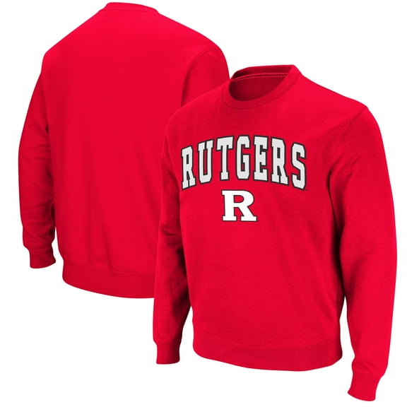 Men's Colosseum Scarlet Rutgers Scarlet Knights Arch & Logo Crew Neck Sweatshirt