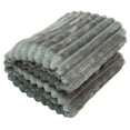 thumbnail image 3 of Flxxie Ultra Soft Warm Cozy Flannel Fluffy Fuzzy Toddler Blanket, Striped Design Baby Plush Blanket for Boys or Girls, 50" x 60", Gray, 3 of 6