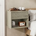 thumbnail image 7 of Zimtown Fluted Floating Nightstand Set of 2, End Table Wooden Bedside Table Large Capacity Easy to Assemble, Gray, 7 of 7