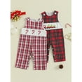 thumbnail image 3 of Miaouyo 0-18 Months Infant Baby Boy Christmas Romper Loose Fit Embroidered Plaid Crew Neck Sleeveless Jumpsuit, 3 of 9