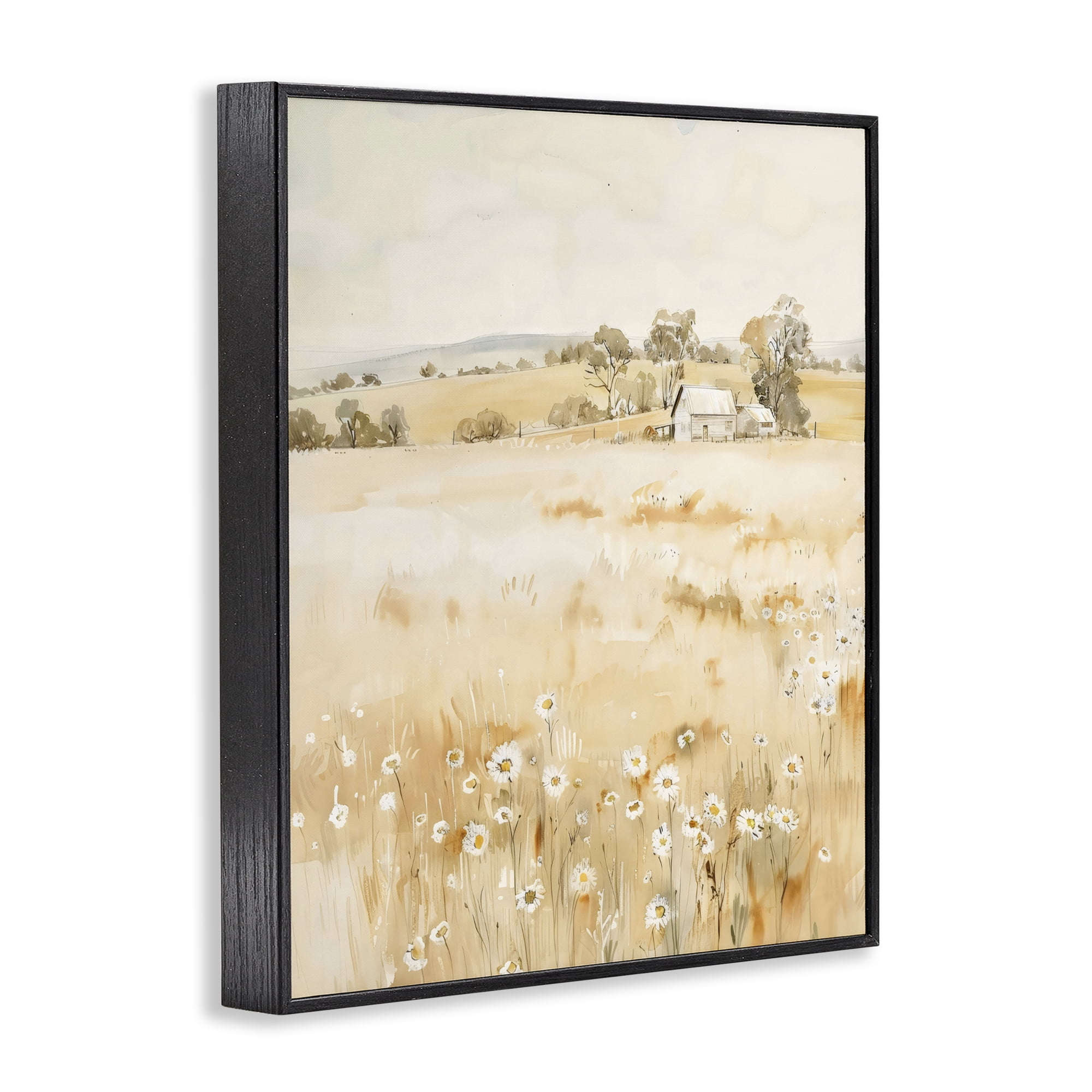 Stupell Industries Farm Country Meadow with Daisies Black Framed Giclee Art, design by Creative Studio