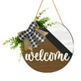 thumbnail image 2 of GeBuSn 30cm/11.81in Wooden Welcome Sign Round Garden Hanging Plaque With Greenery Design 30cm(12") Front Door Home Wall Hanging For Porch Patio & Indoor Use (B), 2 of 4