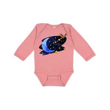 

Inktastic Owl Decorating the Night with Moon and Stars Boys or Girls Long Sleeve Baby Bodysuit