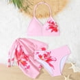 thumbnail image 4 of Tiijoy Girls 3-Piece Swimsuit Flower Bikini Set with Cover Up Skirt, Pink, Sizes 7-8, 4 of 6