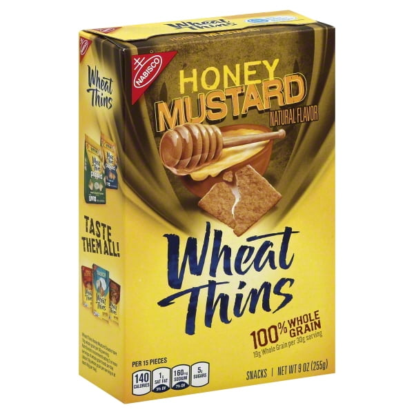 Nabisco Wheat Thins 100 Whole grain Honey Mustard Snacks, 9 Oz.
