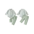 thumbnail image 2 of Loicainy Infant Baby Boys Fall Outfits 3 6 12 18 Months Long Sleeve Lapel Striped Romper Solid Color Pants Clothes Set, 2 of 9