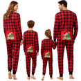 thumbnail image 2 of Family Matching Christmas Pajamas Set Plaid Long Sleeve Button Full Length Jumpsuit Sleepwear, 2 of 7