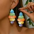 thumbnail image 3 of Bohemian Colorful Ocean Seashell Dangle Drop Earrings for Women Gold-Toned Long Marine Animal Tassel Dangling Fish Hook Earring Lightweitght Wedding Party Holiday Jewelry, 3 of 6